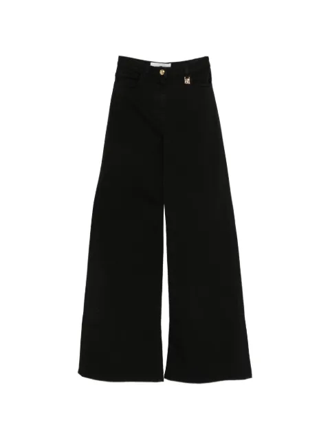 Elisabetta Franchi palazzo jeans with logo detail Black PJ23N61E2