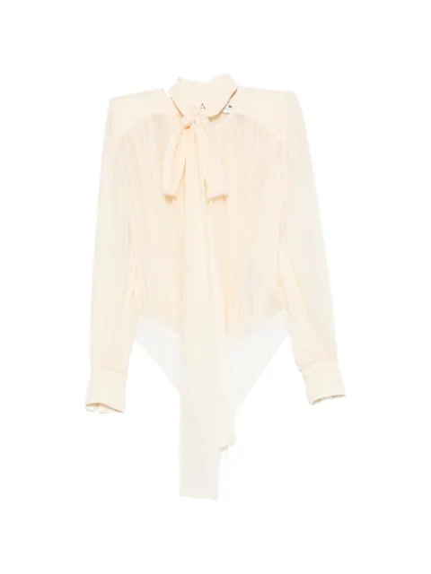 Elisabetta Franchi tie-detail pleated top Neutrals CB00661E2