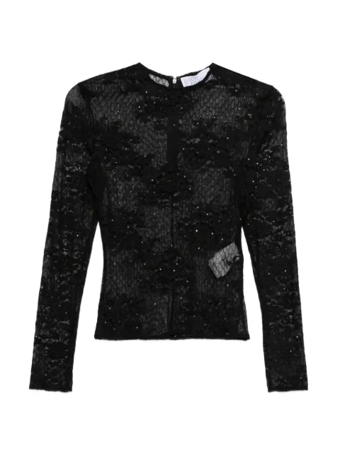 Giuseppe Di Morabito crystal-embellishment lace-fabric top Black 06PSTO409C1630799