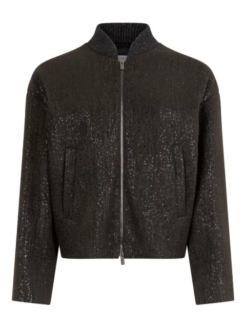 Peserico sequin-embellished zip jacket Brown S21428D5009A