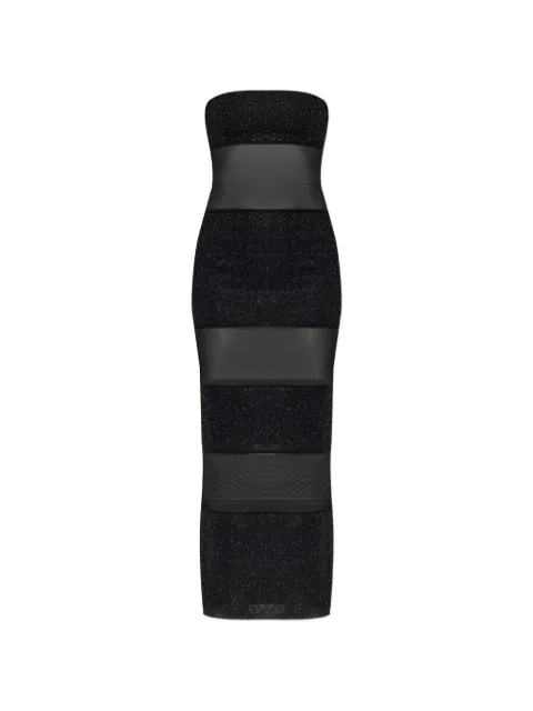 Oséree sheer-panel strapless maxi dress Black LPES261LUREX