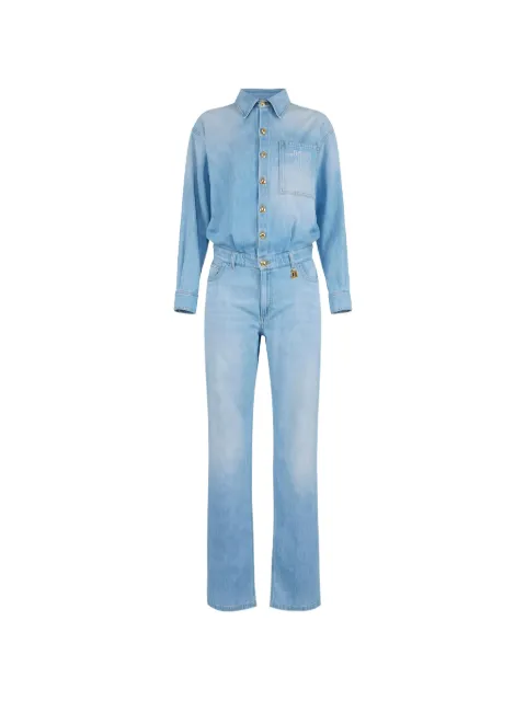 Elisabetta Franchi denim jumpsuit with lettering detail Blue TJ44D61E2