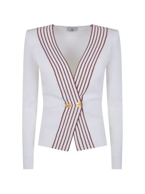 Elisabetta Franchi striped button sweater White MK78S61E2