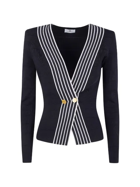 Elisabetta Franchi knit fabric top with striped bands Black MK78S61E2