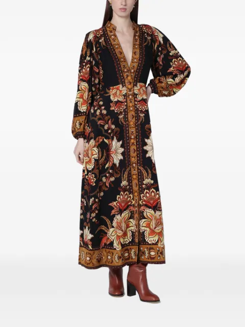 FARM Rio Black Majestic Garden buttoned maxi dress Black 344143CO