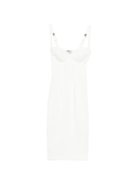 Elisabetta Franchi dress in lightweight crêpe fabric with raw-edge fabric White AB91861E2