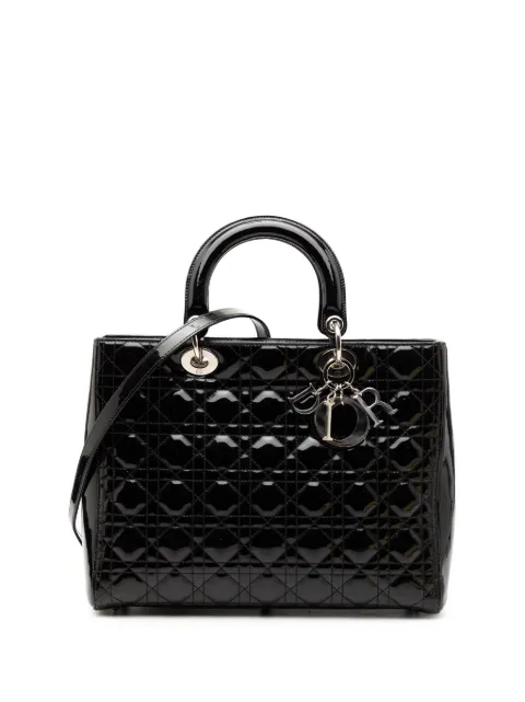Christian Dior Pre-Owned 2011 Large Patent Cannage Lady Dior satchel Black 8037TT5W1ZW734YR