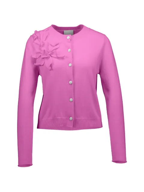 Allude floral-appliqué button cardigan Pink 17683