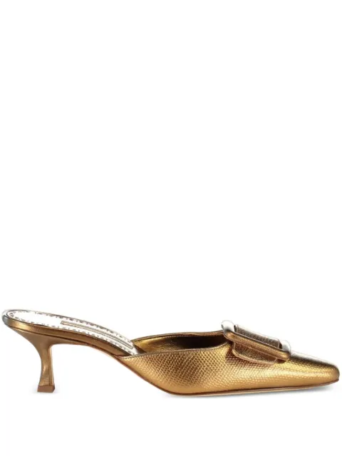 Manolo Blahnik buckle maysalebi mules Gold 42521400001907C2211