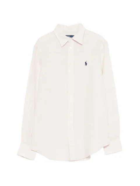 Polo Ralph Lauren embroidered-logo curved-hem shirt Neutrals 211970730511