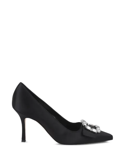 Manolo Blahnik Hangisi crystal-buckle pumps Black 42523010001BLCK