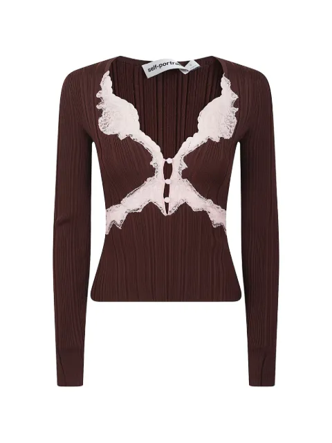 Self-Portrait lace-trim sweater Brown RS26176TBH