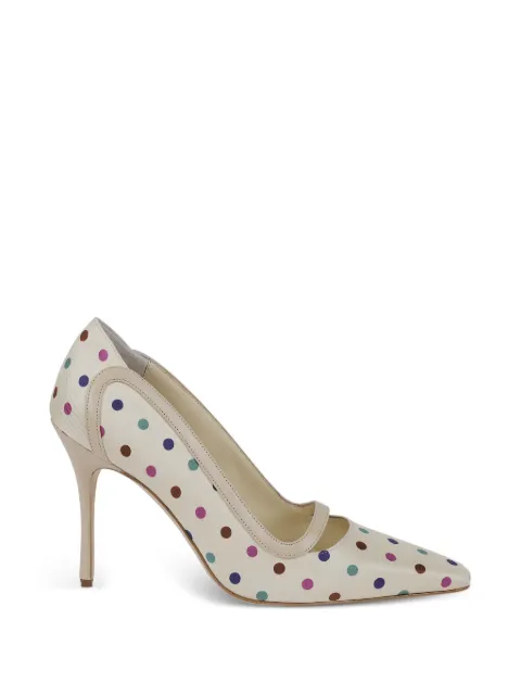 Manolo Blahnik Labama polka-dot silk pumps Neutrals 1263092