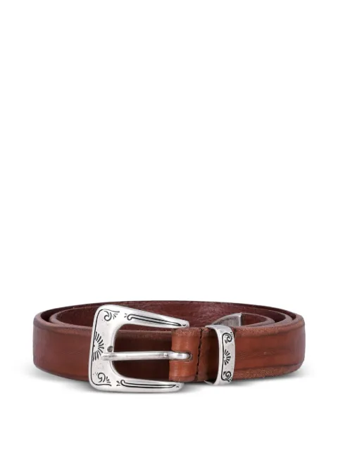 MANCINI 1979 engraved buckle leather belt Brown 8506NORVEGIABRUCIATO