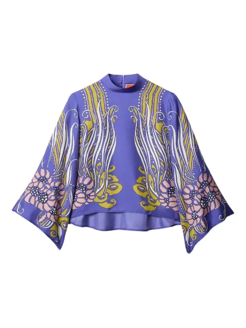 La DoubleJ patterned mock-neck top Purple TOP0117SIL017ATL03PU01