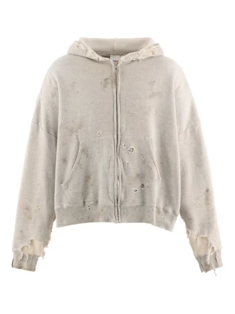 SAINT MXXXXXX ripped hooded zip sweater Grey SMHR10000057