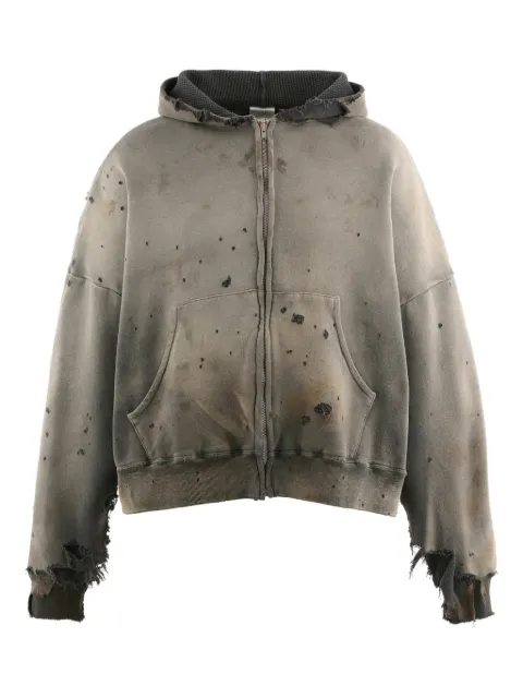 SAINT MXXXXXX hooded distressed sweatshirt Grey SMHR10000056