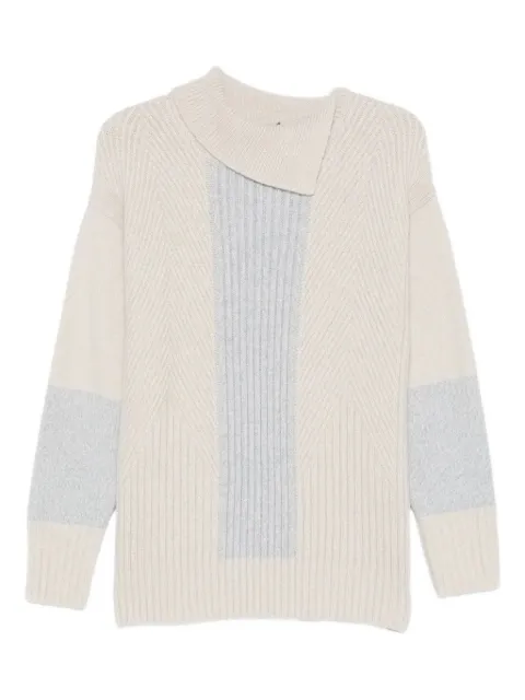 Lorena Antoniazzi pattern collared sweater Neutrals C25153DM44A3002I251532373