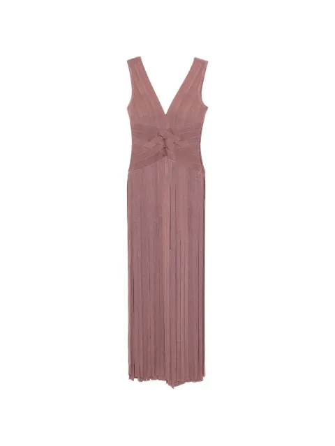 Herve Leger V-neck pleated dress Pink 46FRI8549951