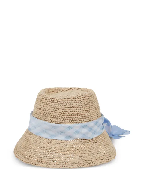 Ermanno Scervino gingham-trim woven bucket hat Neutrals D483V305PLIA