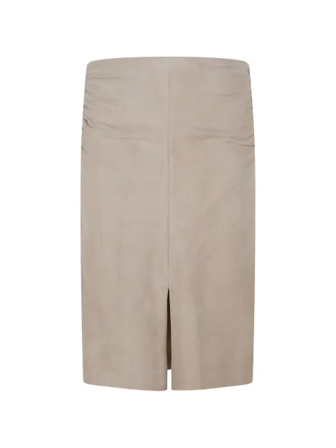 Stouls Ooma ruched suede midi skirt Neutrals OOMASUEDELITCHI