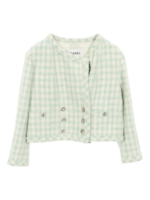CHANEL Pre-Owned 1986-1988 button tweed jacket Blue 1024284