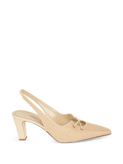 Manolo Blahnik raffia lace-up pumps Neutrals 1263069LBRWDCRM