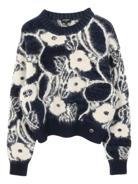 CHANEL Pre-Owned 1986-1988 button-detail sweater Blue 1031335