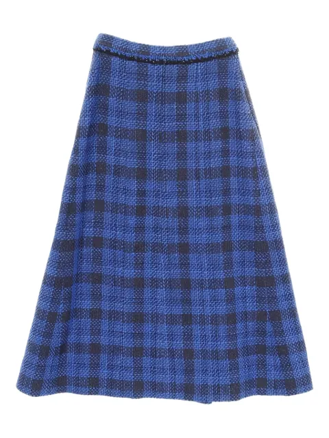 CHANEL Pre-Owned 1986-1988 button tweed midi skirt Blue 1024385