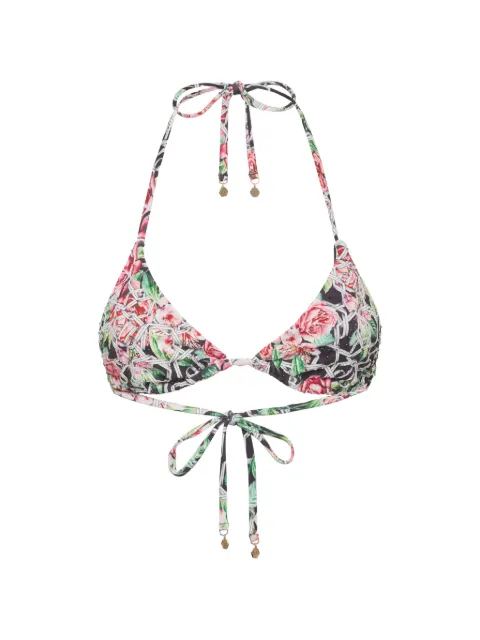 Philipp Plein swimwear top triangle bra Chain flower Black SAECWUZ0146PTE003N