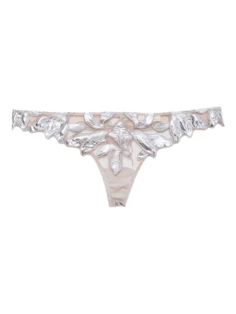 Fleur Du Mal Lily embroidery hipster thong Grey PY03284300