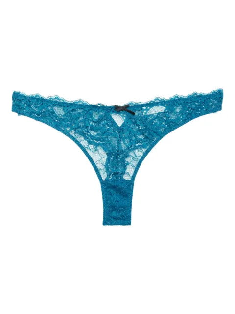 Fleur Du Mal Bianca lace bow thong Blue PY05040649