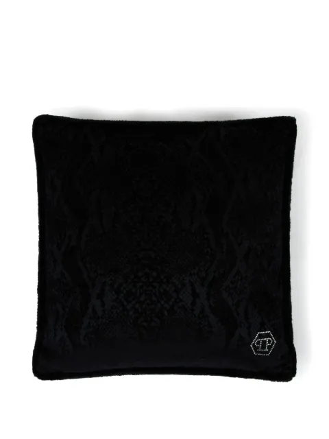 Philipp Plein logo-detail velvet cushion Black AAEAUAG0153PTE003N