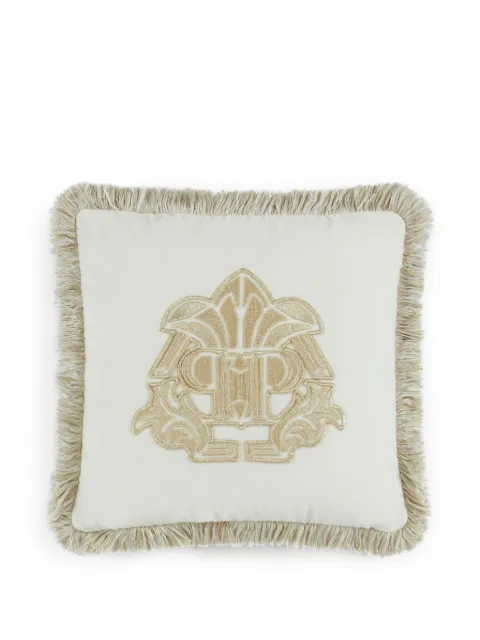Philipp Plein gothic monogram fringed cushion Neutrals AAEAUAG0148PTE003N