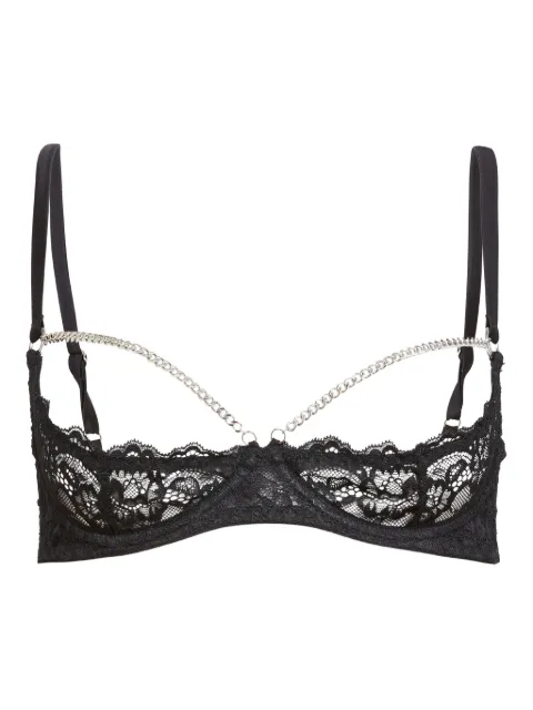 Fleur Du Mal Bianca chain-detail lace bra Black BR05140100