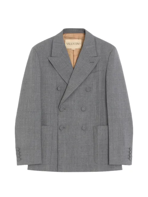 Valentino Garavani double-breasted jacket in mouliné wool with pressed crease Grey VCEK33BFT