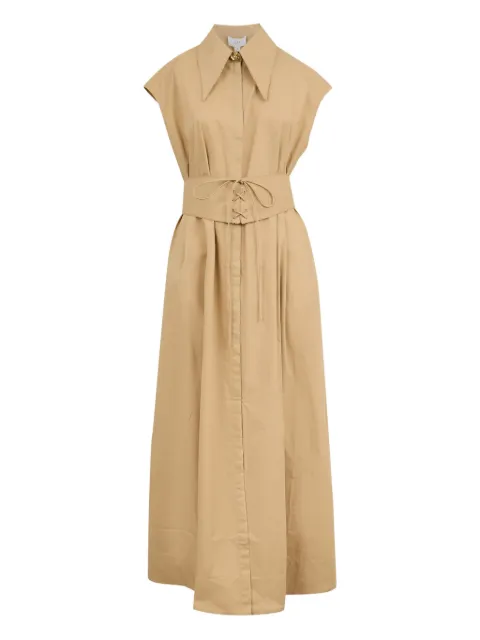 CLEA Callista belted midi dress Neutrals 1574A