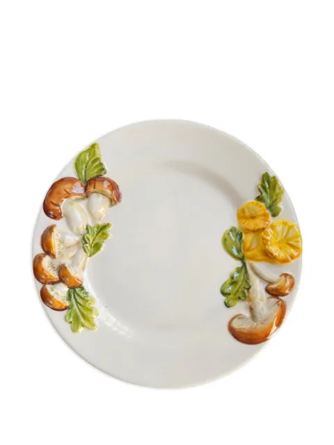 Les-Ottomans Mushroom hand-painted ceramic flat plate White MUTT05