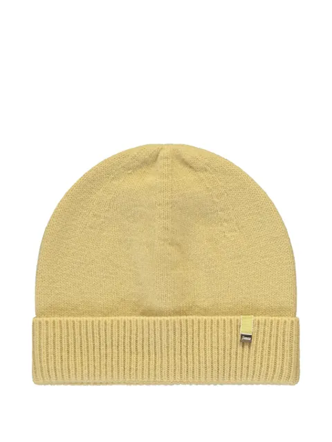 Herno knitted logo-plaque beanie hat Yellow BER0002DR70127