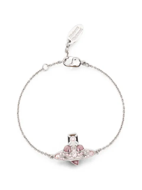 Vivienne Westwood New Diamante Heart Orb-plaque bracelet Silver 6102021T02P686P686