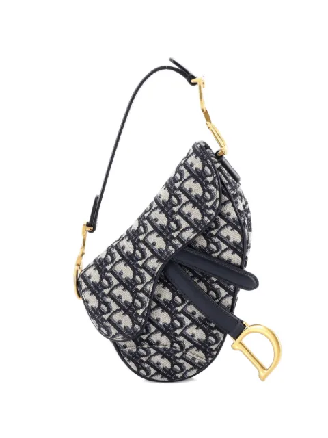 Christian Dior Pre-Owned Saddle Handbag Oblique Canvas Mini shoulder bag Blue Y87OI24CINAN3DIT