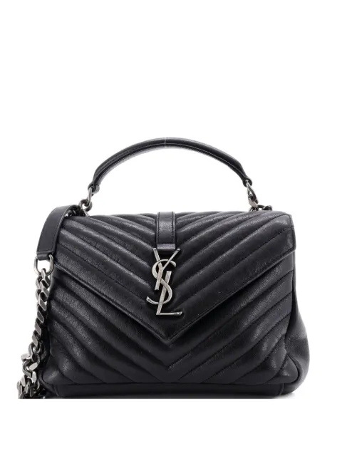 Saint Laurent Pre-Owned Classic Monogram College Bag Matelasse Chevron Leather Medium crossbody bag Black RK62GI8VVQ6B9RQF