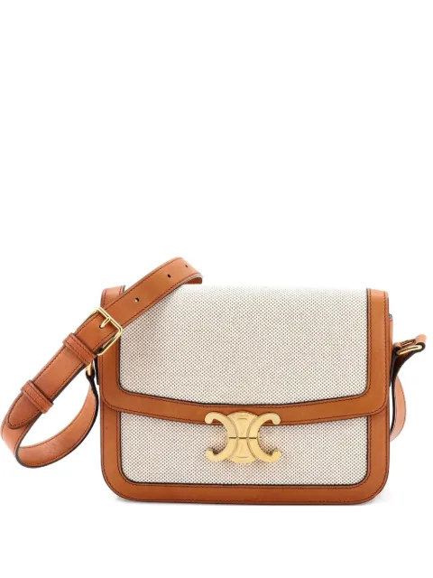 Celine Pre-Owned Triomphe Shoulder Bag Canvas with Leather Medium crossbody bag Brown M5P2LW2XMOWBTYDZ