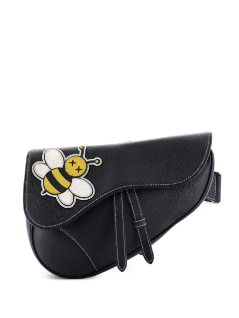 Christian Dior Pre-Owned KAWS Saddle Leather with Applique crossbody bag Black 3WN6BDRAA23V70NM
