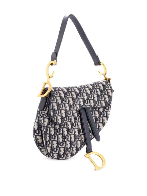 Christian Dior Pre-Owned Saddle Handbag Oblique Canvas Medium shoulder bag Blue 0Q7WJCQE27AFLMZS