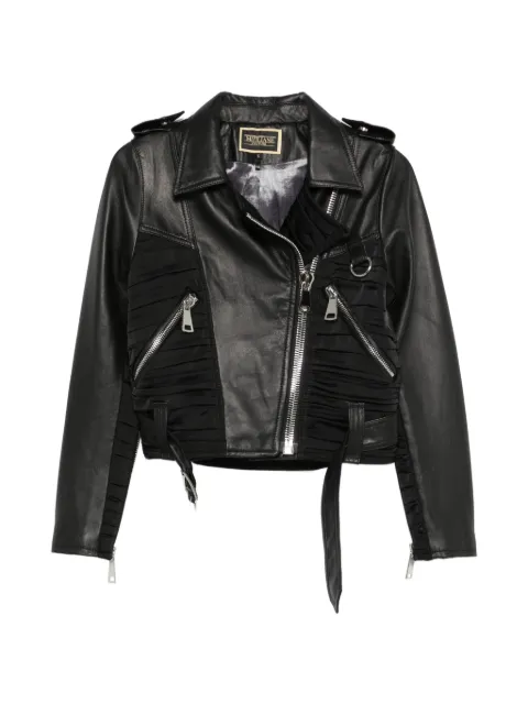 MITILIANE COUTURE draped leather biker jacket Black 1013