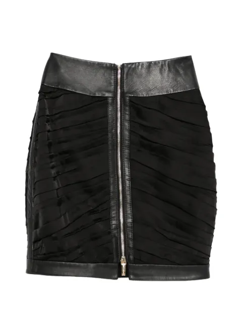 MITILIANE COUTURE draped zip leather mini skirt Black 6004