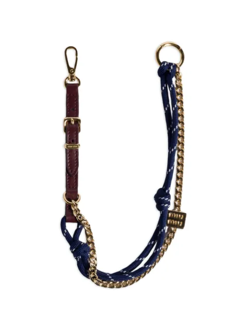 Miu Miu leather, cord and metal trick keyring Blue 5TL510ACRT