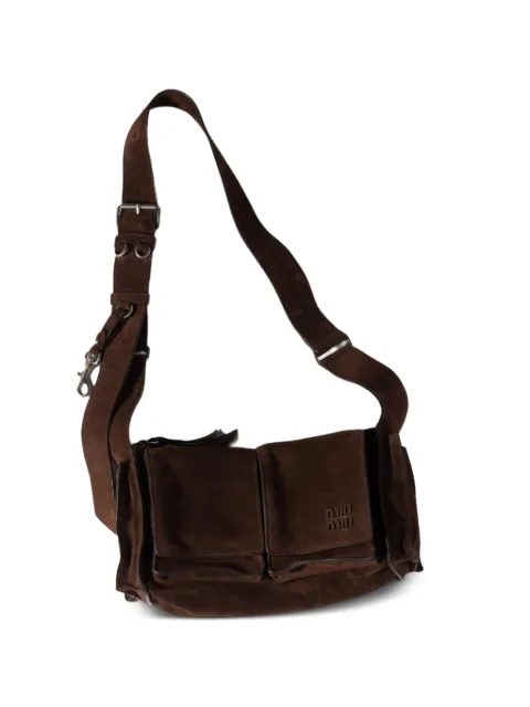 Miu Miu Utilitaire suede shoulder bag Brown 5BC205VPOO2CSS