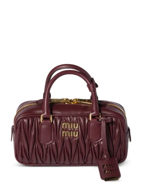 Miu Miu Arcadie matelassé leather tote bag Red 5BB142VOONAN88